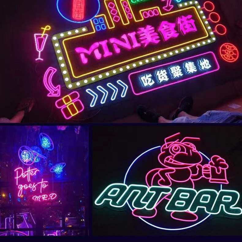 网红LED霓虹灯带烧烤酒吧清吧装饰ins造型门头字母logo发光字牌