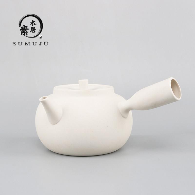 水白泥陶壶 烧壶粗陶茶具提梁壶黑IAS晶瓷炉煮茶壶陶侧水把壶煮壶