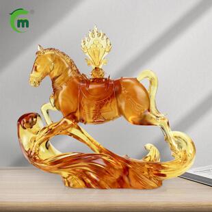 古法琉璃藏文化风马隆达马摩尼珠马到成功佛堂寺院工艺礼品摆件