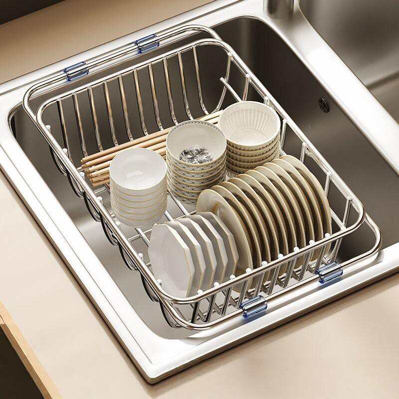304不锈钢沥水篮厨房水槽可伸缩沥水架洗碗篮洗菜篮碗碟收纳架