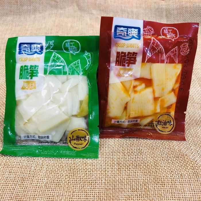 奇爽红油山椒味脆竹笋片500g独立小包装脆笋香辣味金针菇休闲零食