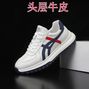 潮牌阿甘鞋男春季2026新款真皮轻奢厚底休闲鞋高级感透气运动男鞋