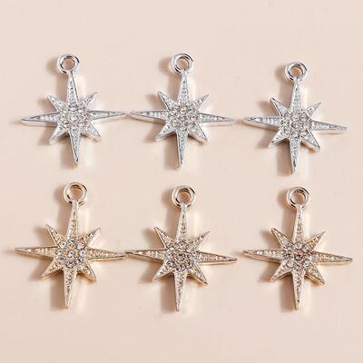 10pcs 25*21mm闪亮水晶星耳环护身符支撑
