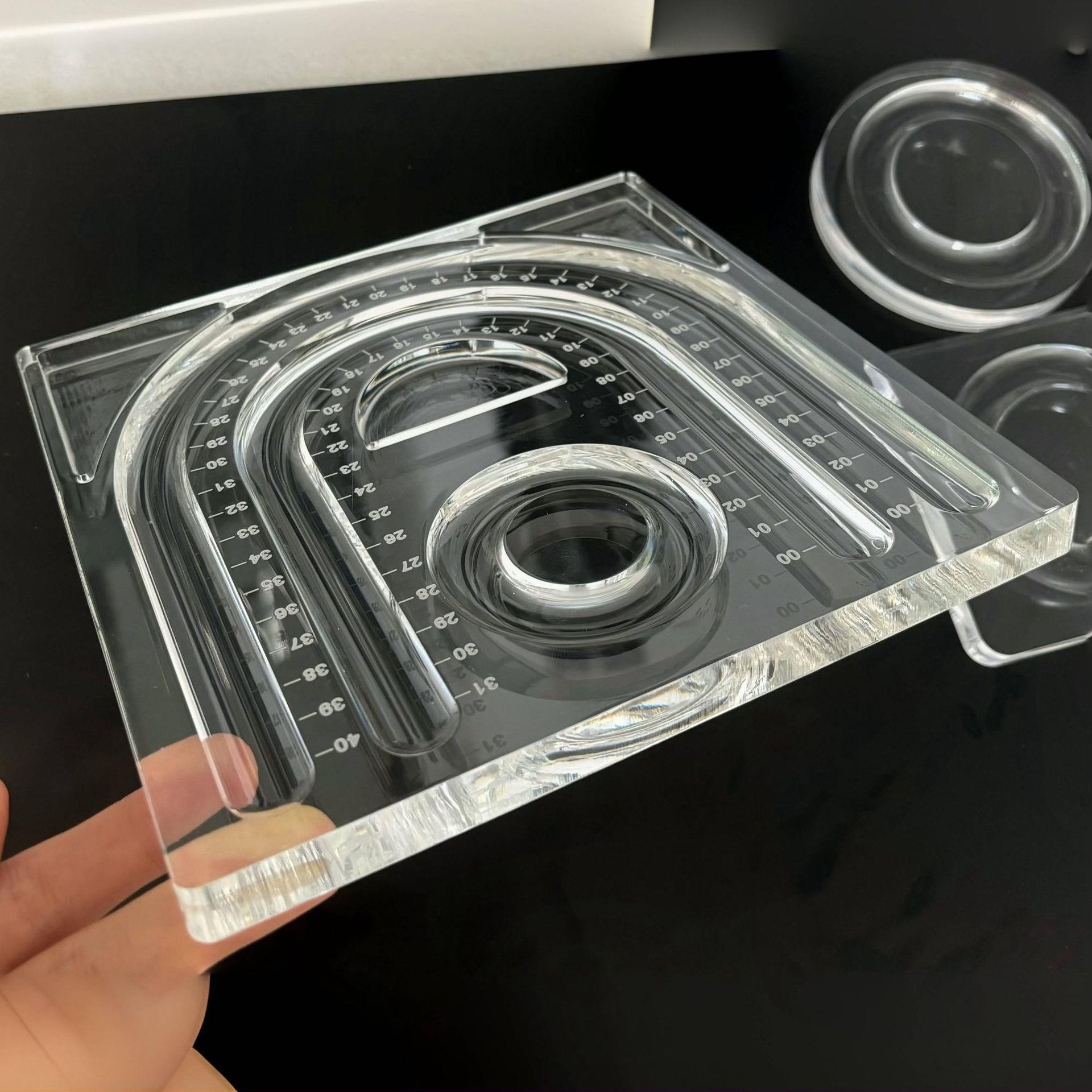 亚克力穿珠盘项链手串展示盘测量刻度透明展示DIY串珠设计托盘