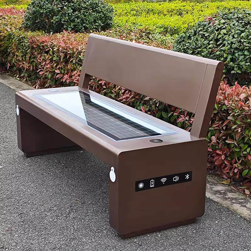 公园智慧座椅带靠背太阳能座椅休闲长椅音响无线充电光伏智能座椅