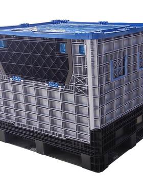 折叠卡板箱大号塑料转周转车箱汽配件中闭框四面叉车托盘VBW封物