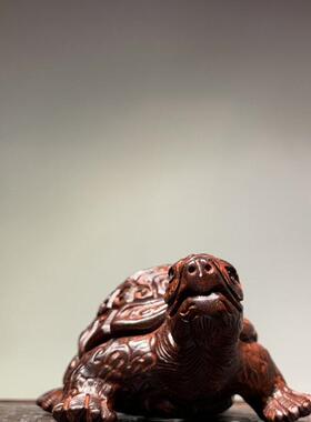 紫檀木雕千里龟手把件摆件工艺品手工雕刻文玩随身把玩件饰品礼