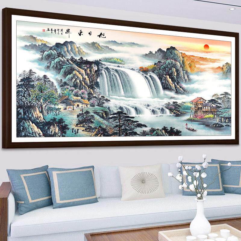 5d钻石画满钻客厅现代旭日东升风景山水画十字绣2024新款钻石绣