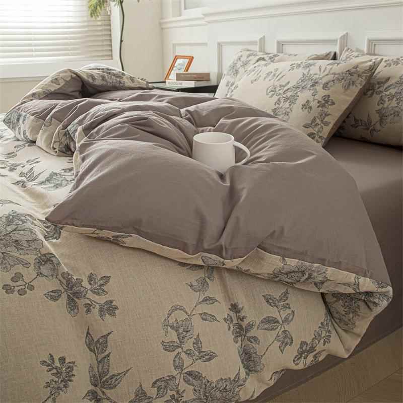 302K新款100棉色织高支密层纱被罩四件套裸全支睡被套床单床上双