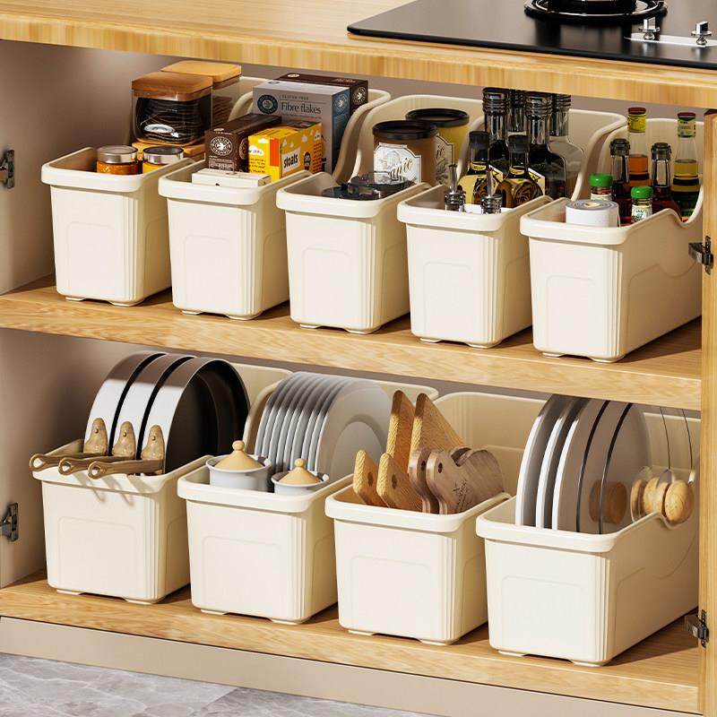 厨房锅具收纳盒带滑轮整体橱柜锅盖杂物收纳筐桌面储物多功能收纳,收纳整理,桌面收纳盒,淘宝优惠券,粉丝福利购,淘宝优惠卷