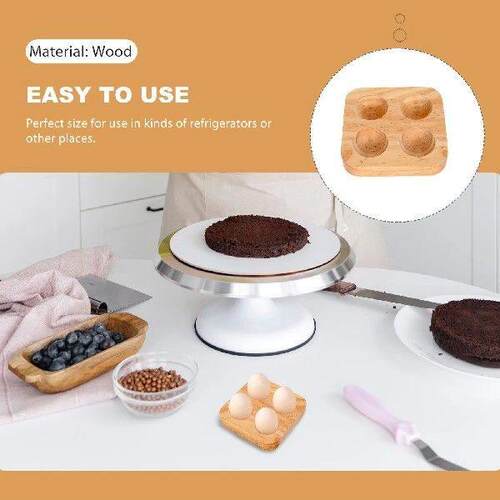 Refrigerator Egg Holder Countertop Wooden Tray Storage