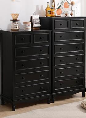 斗柜实靠js117木美式简约收m纳储物墙小柜子卧室客厅抽屉柜边柜置