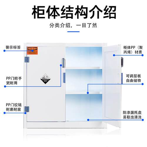 全皿PP酸碱柜学实验室化药品安柜PP器试剂柜子耐酸碱双锁PP药品柜