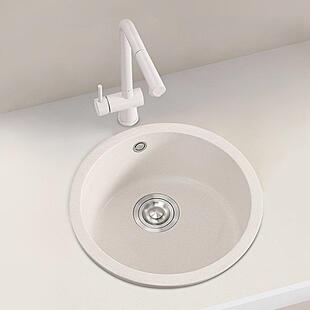 弗兰卡圆形石英石水槽厨房台下台上洗菜盆中岛吧台家用洗碗池单槽