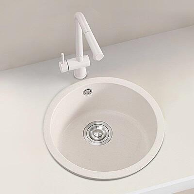 弗兰卡圆形石英石水槽厨房台下台上洗菜盆中岛吧台家用洗碗池单槽