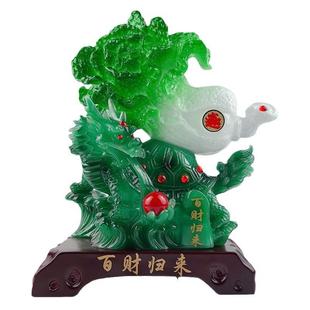 开业招财商务礼品 仿玉百财归来龙龟玉白菜摆件创意中式 经典 爆款