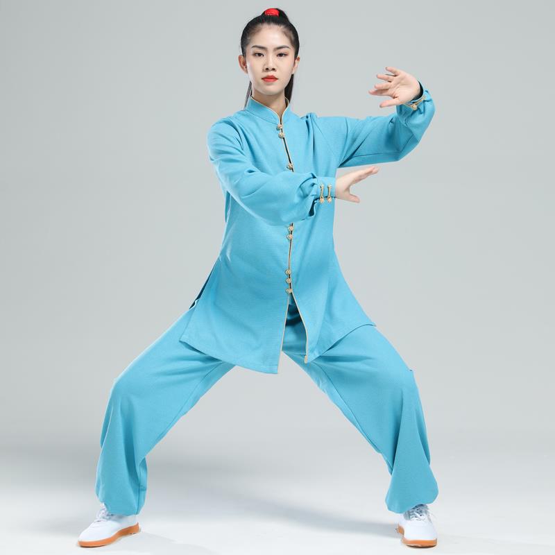 高档武运太极服女新款秋功加厚长袖时尚练功服武冬术表演气装男保