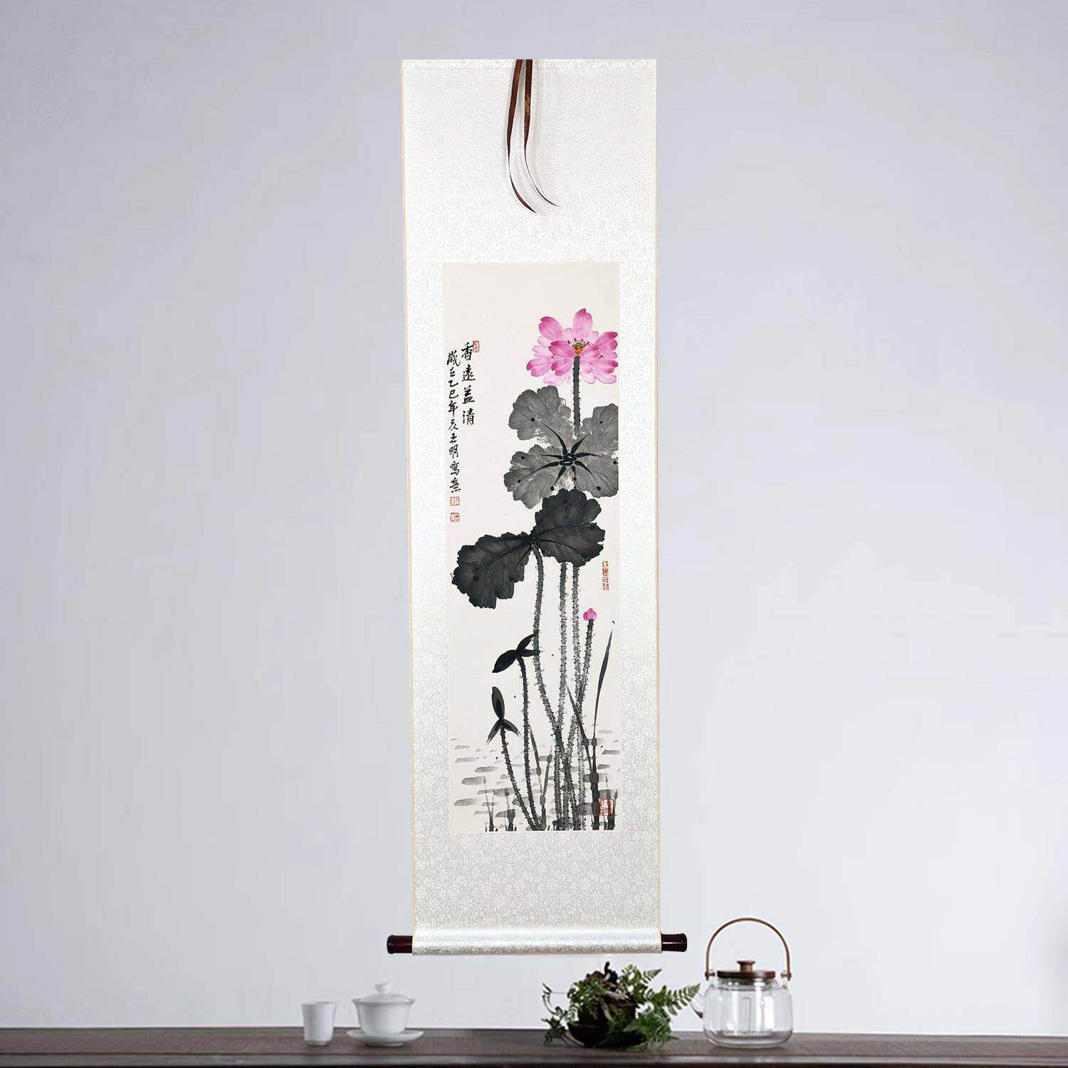 纯手绘书画作品真迹写意水墨画国画客厅装饰挂画兰竹荷花卷轴挂画