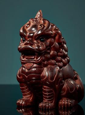 赞比亚血檀木雕谛听摆件文玩手把件中式大小号红木雕刻工艺品礼品