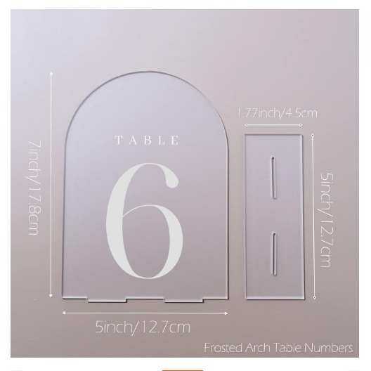 亚克力座位牌婚礼招待会磨砂拱形桌号牌磨砂拱形婚礼餐桌装饰