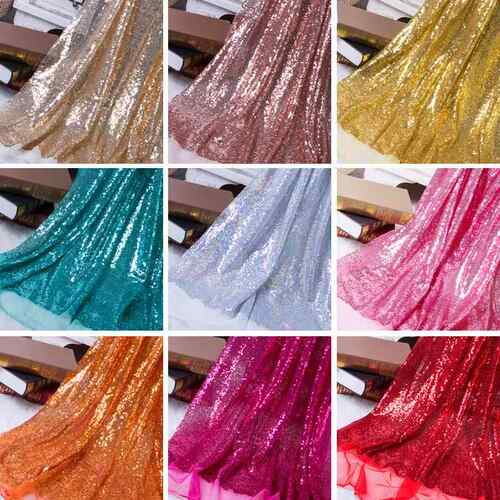 1.3X1M Sequin Fabric Sparkly Paillette Rose Gold Silver Gl