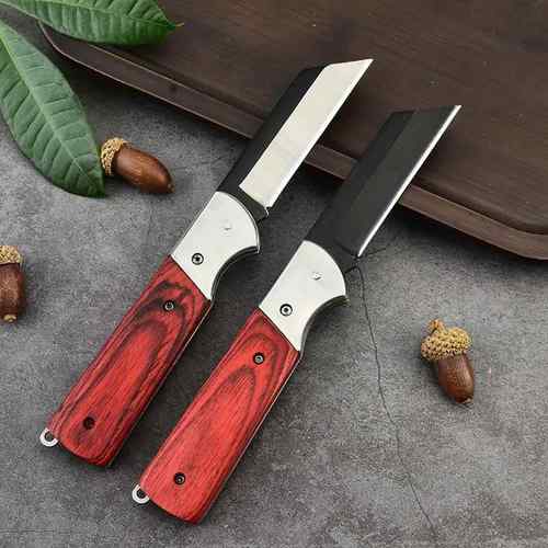 现货不锈钢嫁接刀芽接刀彩木柄多功能折叠水果刀户外刀电工刀工具