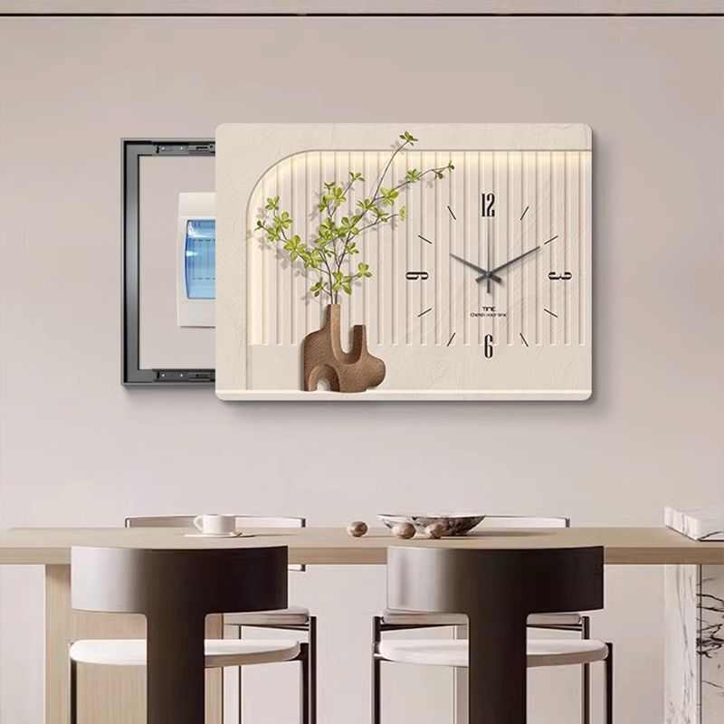 北欧风格电表箱装饰画带时钟配电箱挂画遮挡电闸盒开关壁画弱电箱