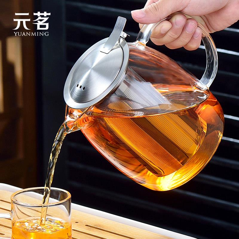新款元茗加厚玻璃泡茶壶耐高温办公室小型水壶茶具玻璃壶家用单壶