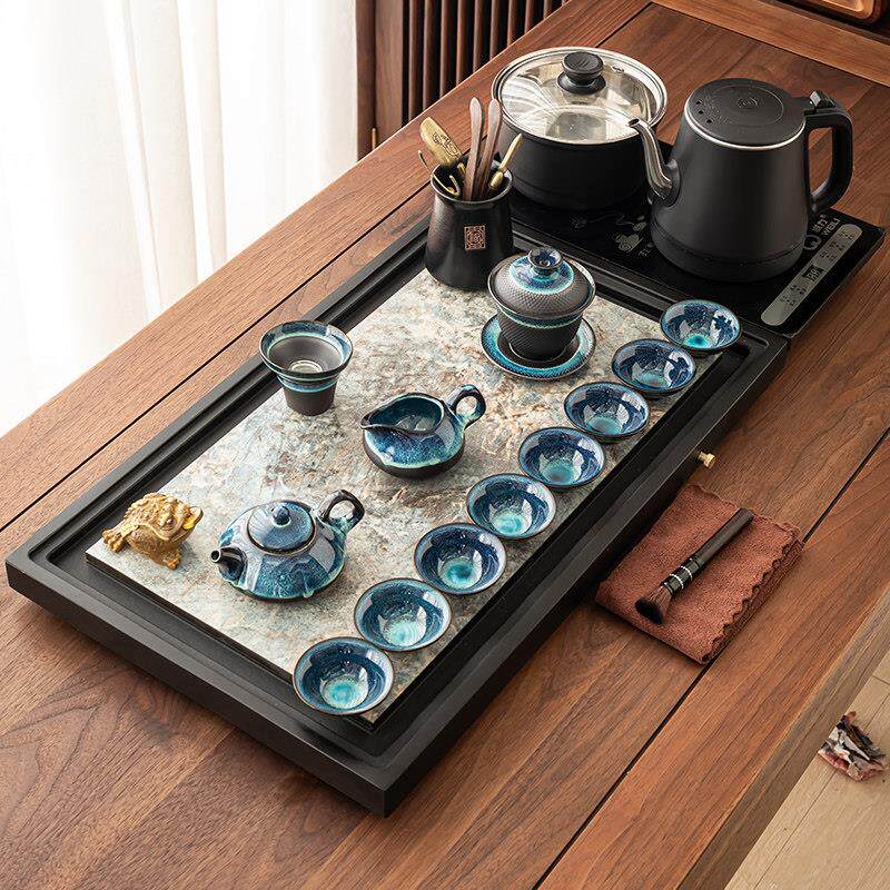 天然乌金石茶盘烧水壶全自动电器茶具套组功夫茶海客厅家用泡茶台