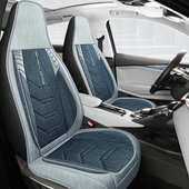 汽车四季 通用新能源连体亚麻座垫车坐套全包布艺一体座椅专用坐垫