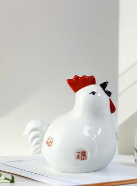 陶瓷公鸡摆件存钱罐十二生肖招财补角镇宅装饰办公室客厅鸡玄关瓷