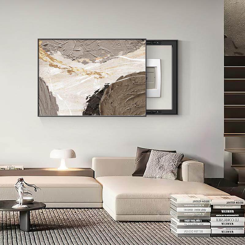 现代简约电表箱装饰画抽象肌理画遮盖箱挂画现代抽象电箱装饰画