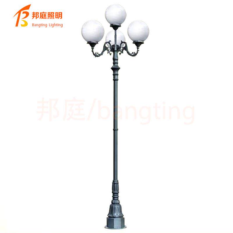 4米欧式双头庭院LED60W圆形灯头吊装庭院灯花园别墅园林景观路灯