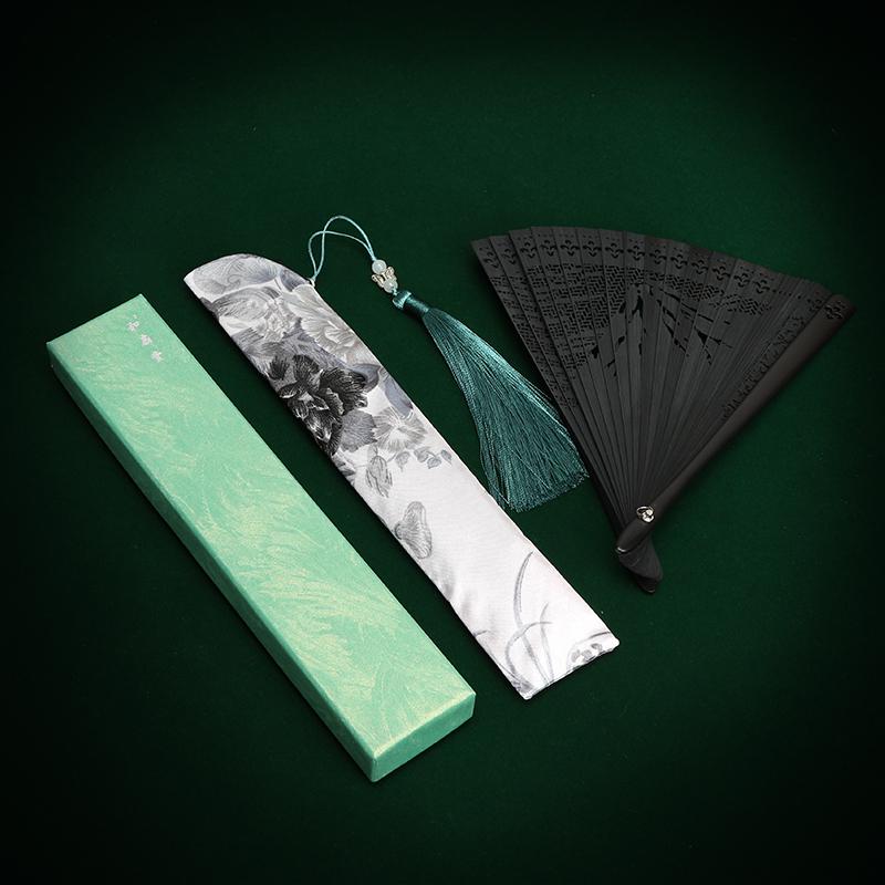 xyt全竹扇子5寸折扇古风镂空扇女式小扇富士山雕花迷你折叠扇