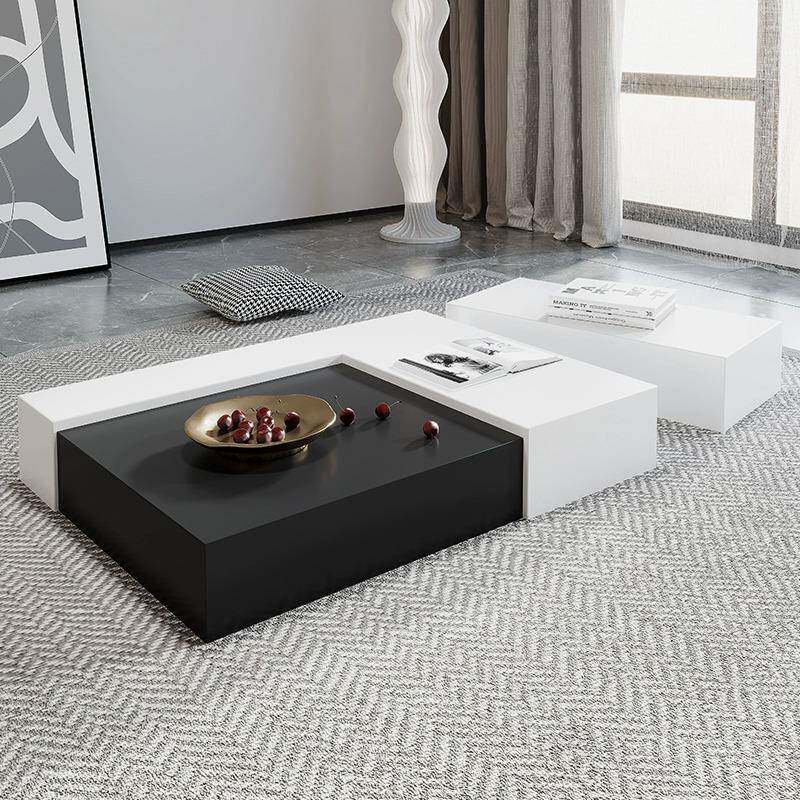 岩板茶几地台电视柜组合小户型整装现代简约方形边几岩板茶几组合