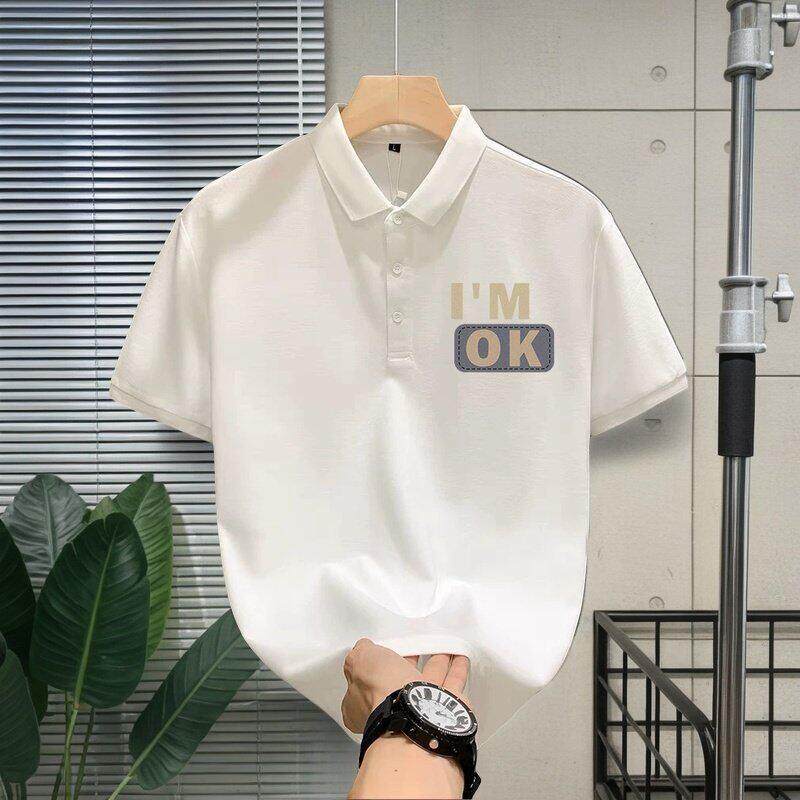 香港潮牌轻奢风丝光棉短袖新款男士T恤休闲翻领POLO衫韩版个性夏