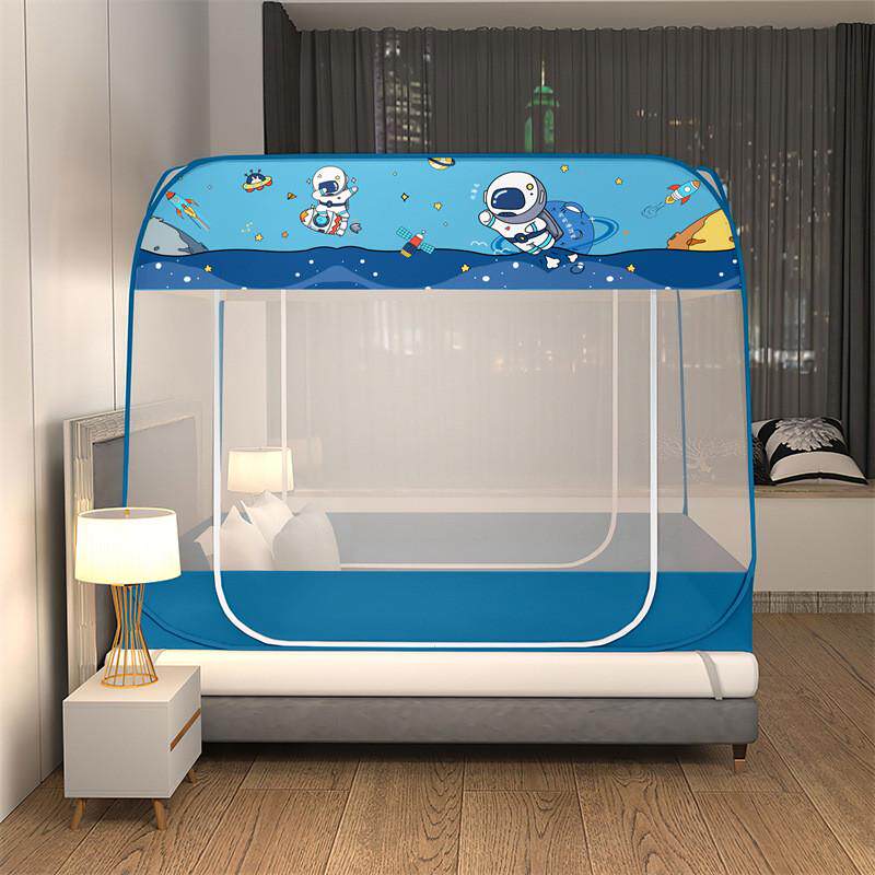 床新款拉链蚊帐1一体式2.免安装家用蒙古包5米全1底.可折叠无底米