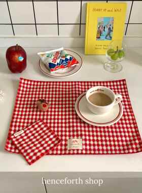 henceforth2022圣诞新年自制餐巾红提花餐垫方巾杯垫装饰垫ins风