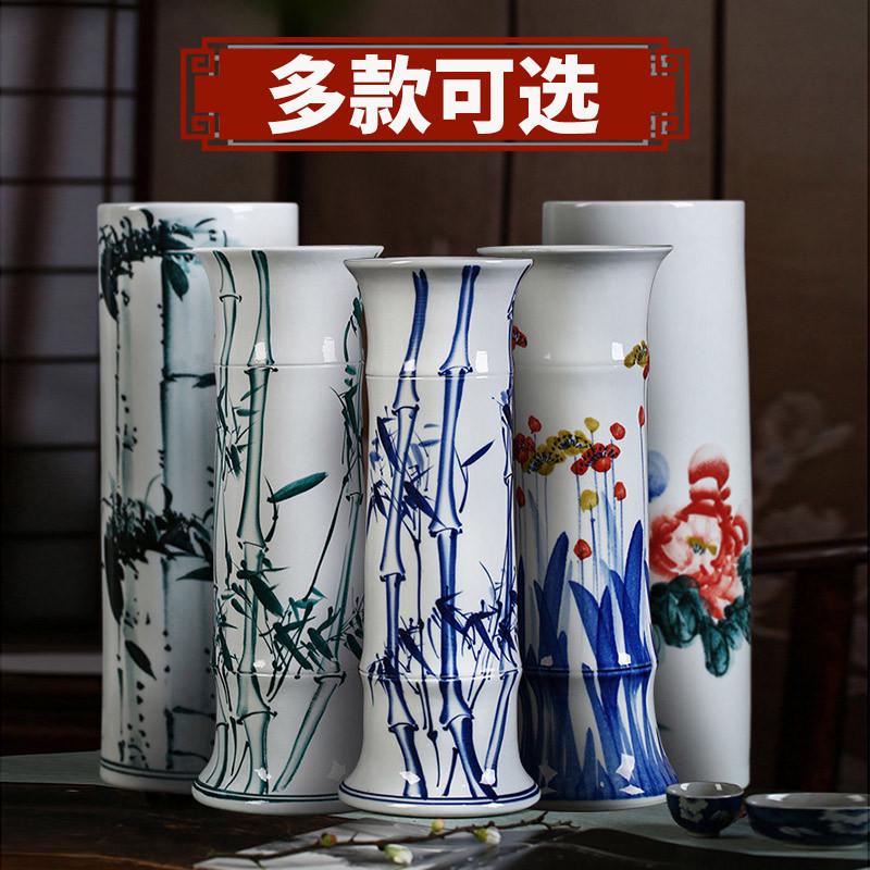 厂家插花摆件客厅插花富贵竹花瓶落地陶瓷水养培直筒器特大号筒景