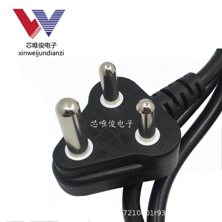 厂家大功率大南非插头电源线3*2.5平方印度插头线3米三圆柱插头线