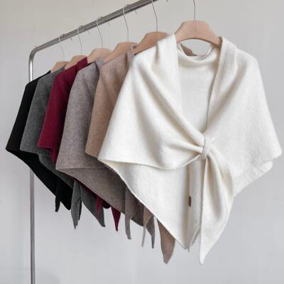 Womens Chic Knitted Shawls Scarf Solid Color Triangle