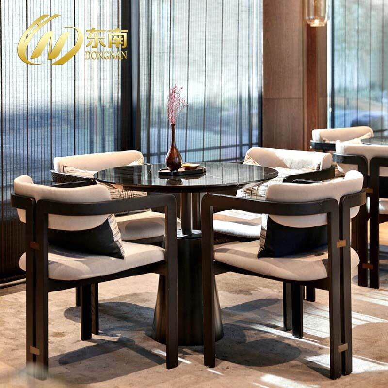 售楼处部洽谈桌椅轻奢接待一桌四椅新中式实木桌椅组合会所休闲椅