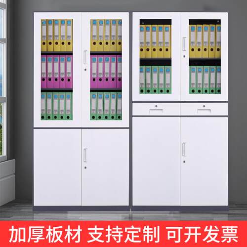 钢制文件柜铁皮柜办公室资料档案柜黑白套色财务凭证柜储物柜带锁