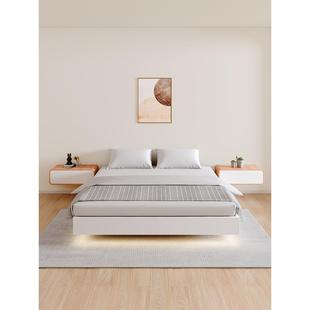 26X8无床头悬浮床床架全实木橡胶木床现代简约齐边新款 悬空极简主