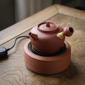 潮州砂铫红泥侧把烧水壶急须壶 炭炉黑晶炉煮茶壶 潮汕工夫茶具