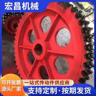 双节距传动单排双排齿轮 不锈钢输送链轮 节距50.8轴承孔工业链轮