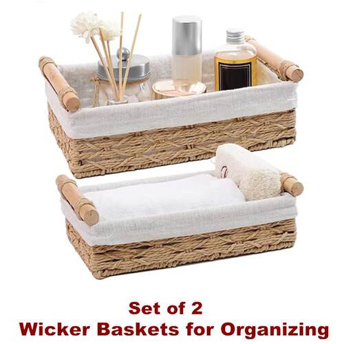 Round Paper Rope Wicker Baskets Organizing Storage Bins