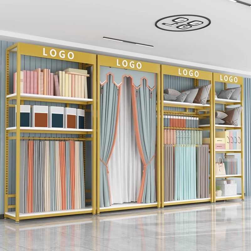 窗帘布艺吊卡展示架家纺店布料样品货架展厅大样架抱枕展会陈列架