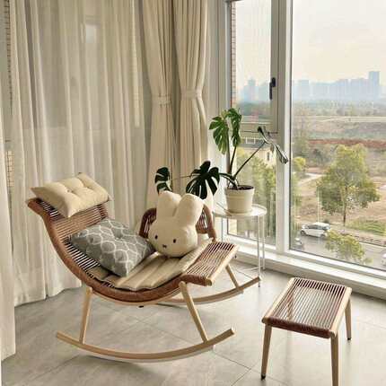 摇椅躺椅民宿阳台家用休闲懒人沙发椅子藤编懒人椅户外网红摇摇椅