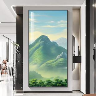 巨幅山门装饰画西墙青山图入口过道挂画靠背镇屋对门壁画